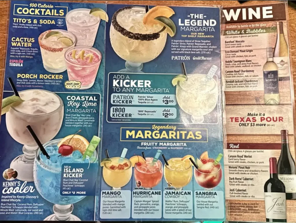 Texas Roadhouse Cocktails Menu